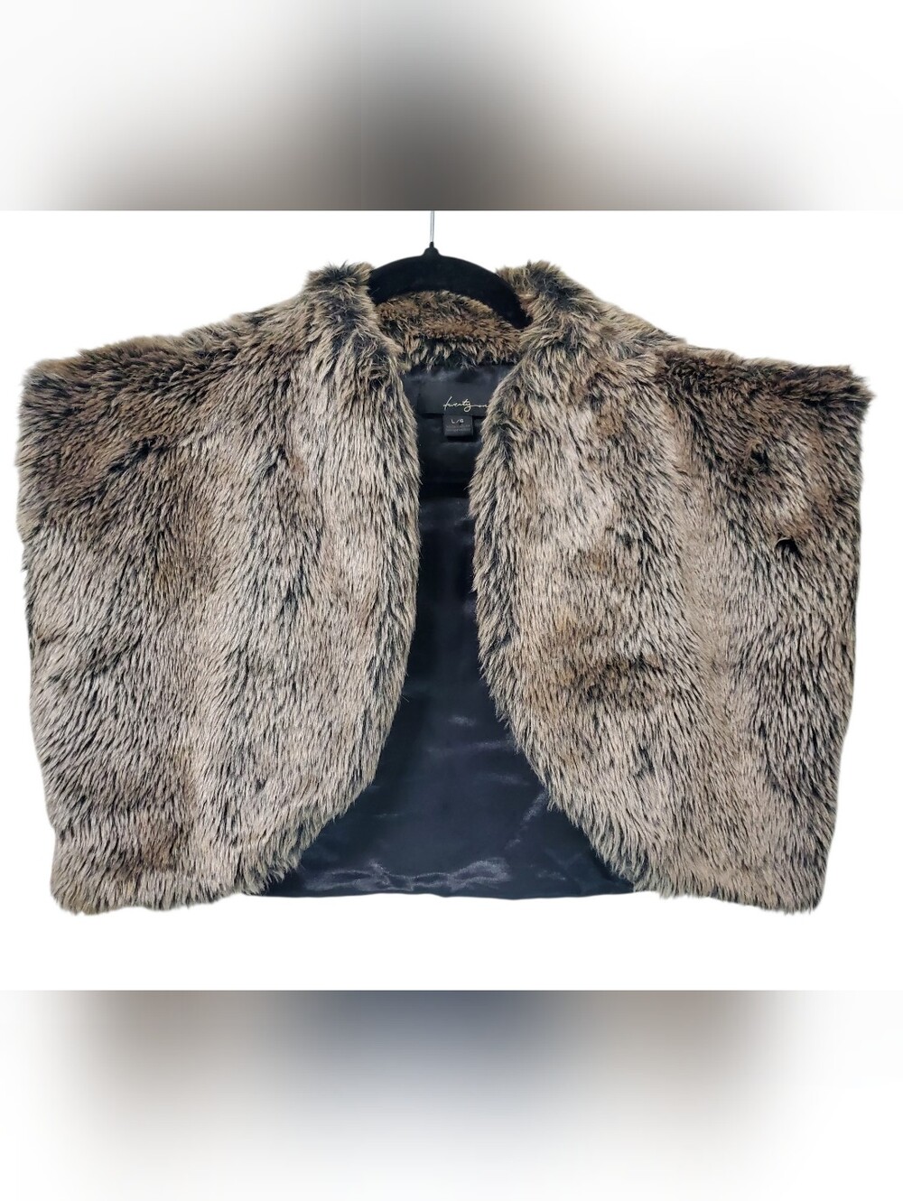 Twenty One Faux Fur Bolero Vest Size Large Whimsigoth Steampunk Fairytale Brown